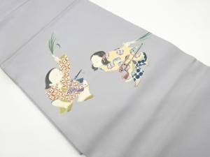 作家物　塩瀬手描き童子模様名古屋帯